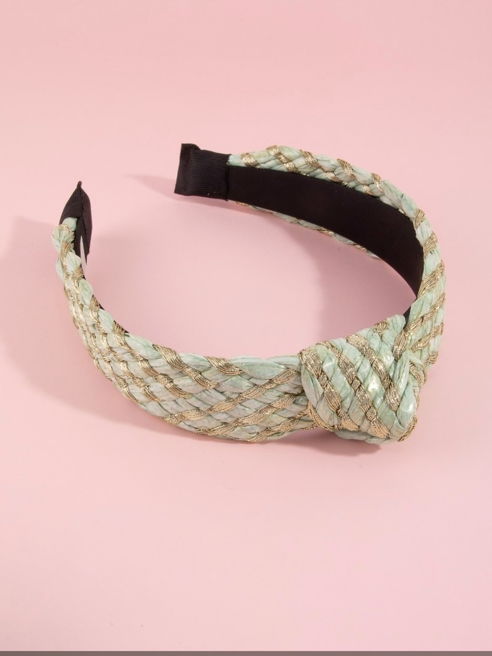 Knotted Braided Mint Gold Headband NWT